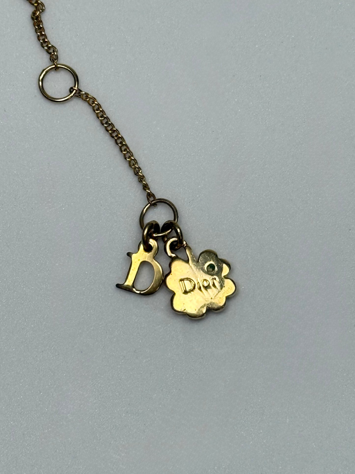 Christian Dior D Heart Motif Rhinestone Necklace