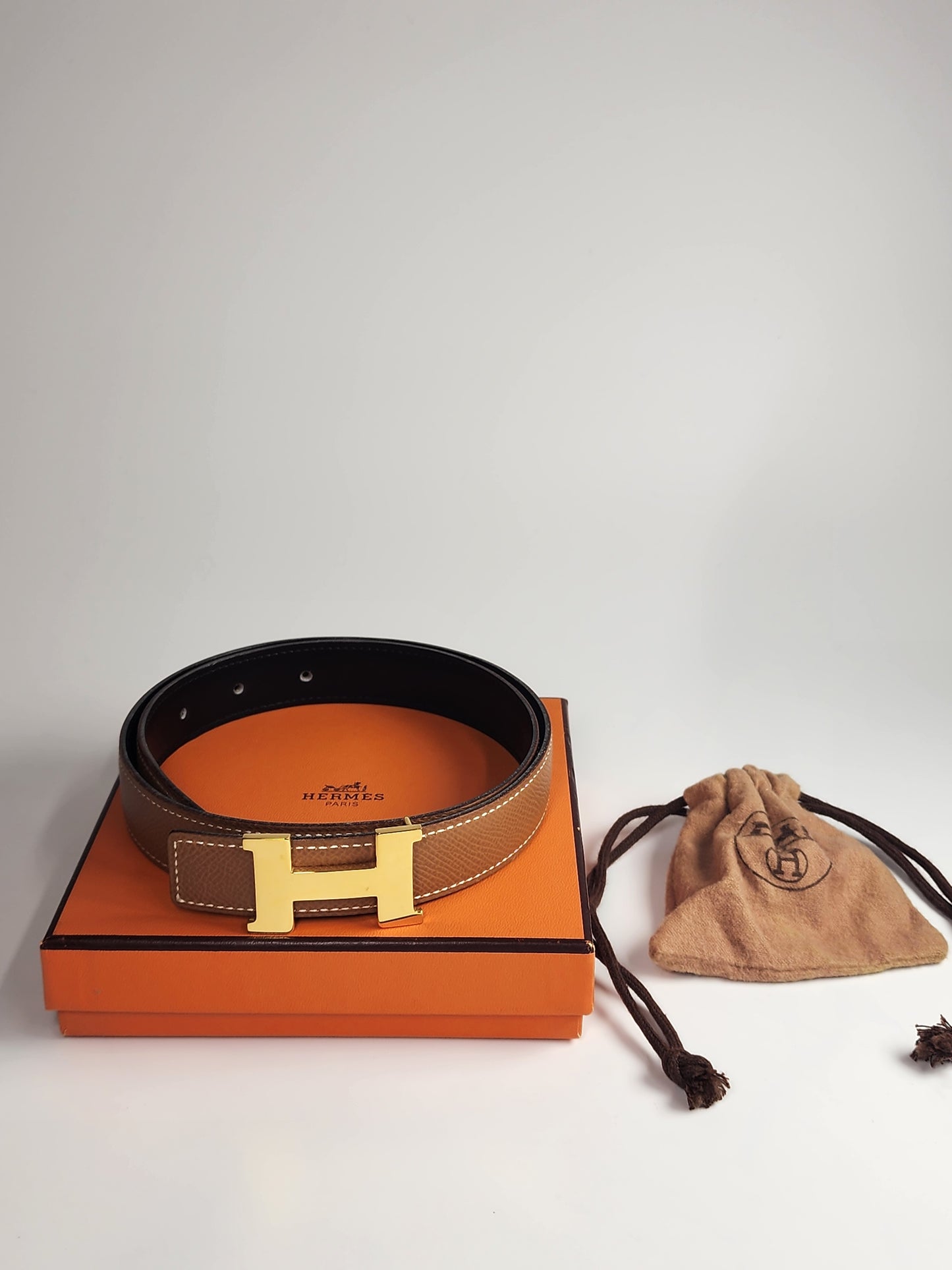 Hermes Reversible Mini Constance Belt - Brown