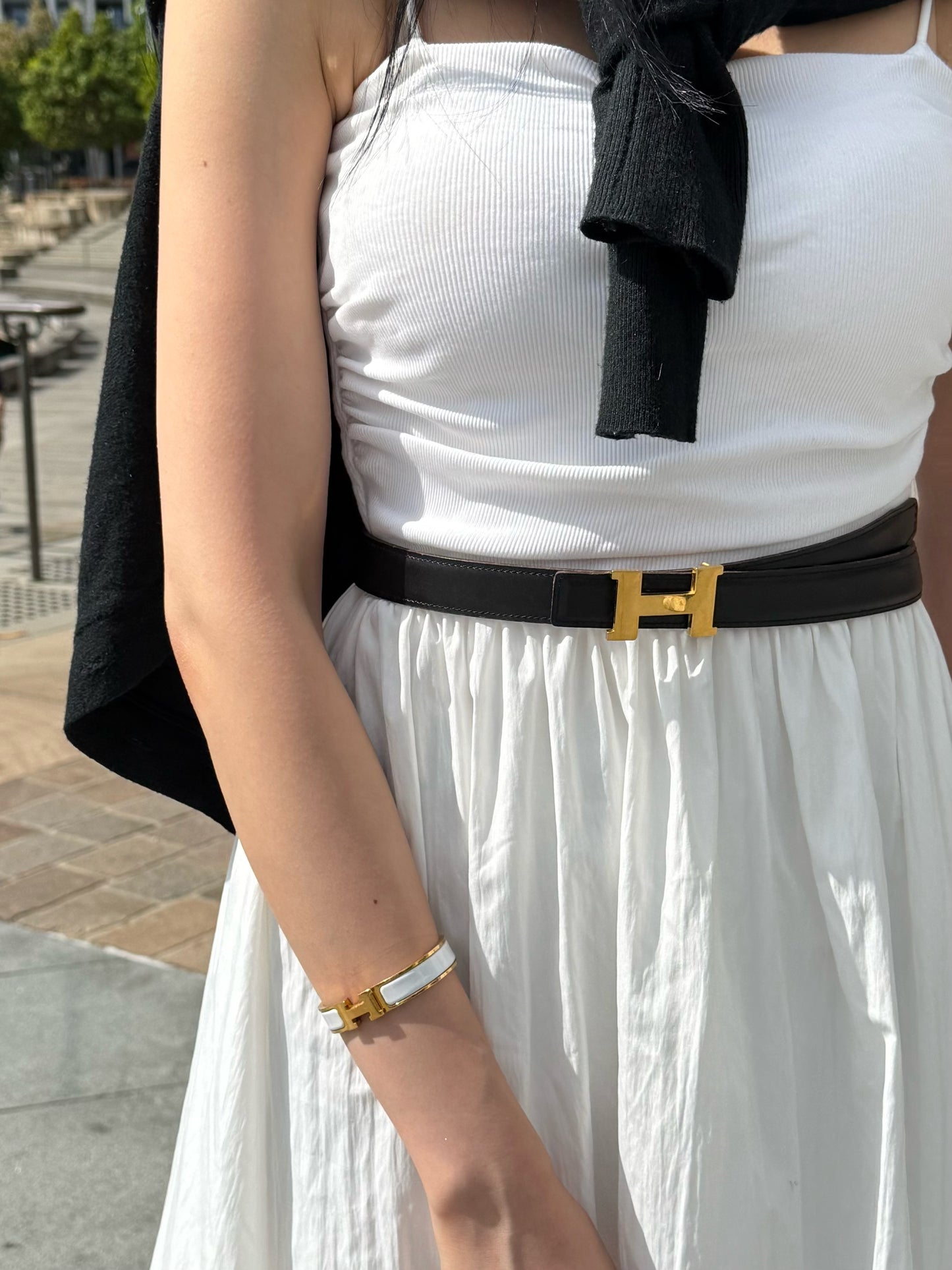 Hermes Reversible Mini Constance Belt - Black