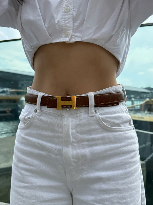 Hermes Reversible Mini Constance Belt - Brown